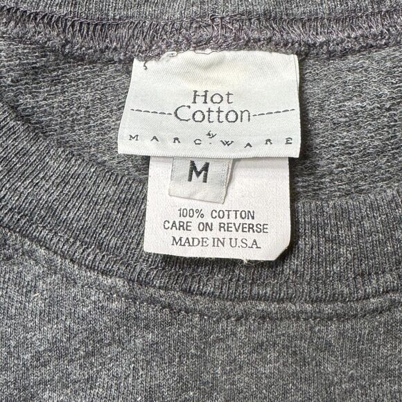 Hot Cotton by Marc Ware Gray Sweatshirt Womens Medium Snowman Patch Vintage 90s - Picture 4 of 12